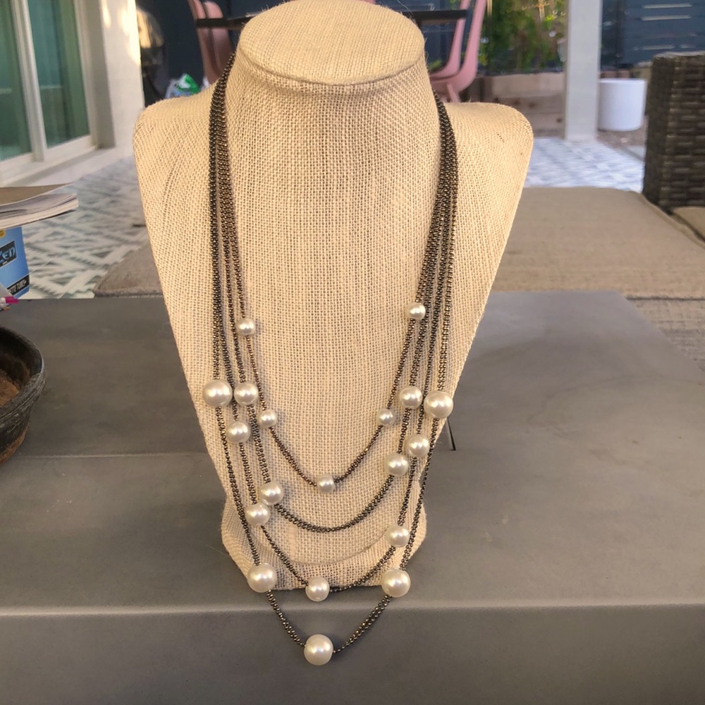 NWT Lane Bryant pearl layered bead chain necklace